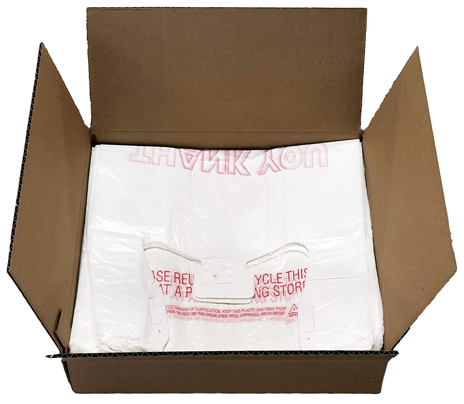 Bags 1/6 Large 21 x 6.5 x 11.5 “Thank You” T-Shirt Plastic Grocery Shopping Bags