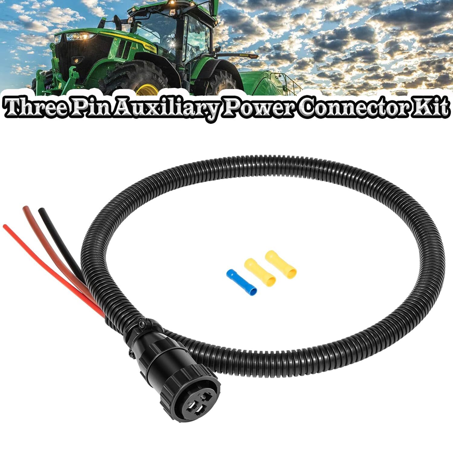 3 Pin Aux Power Connector Kit For Case IH 187103A1 For Ford New Holland 86511459