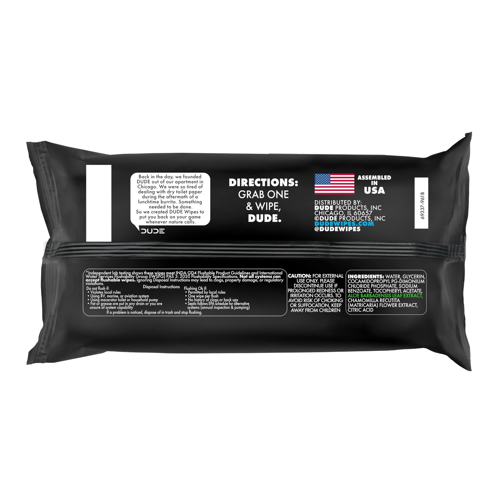 DUDE Wipes Unscented Flushable – 48 Count (Pack of 1), White