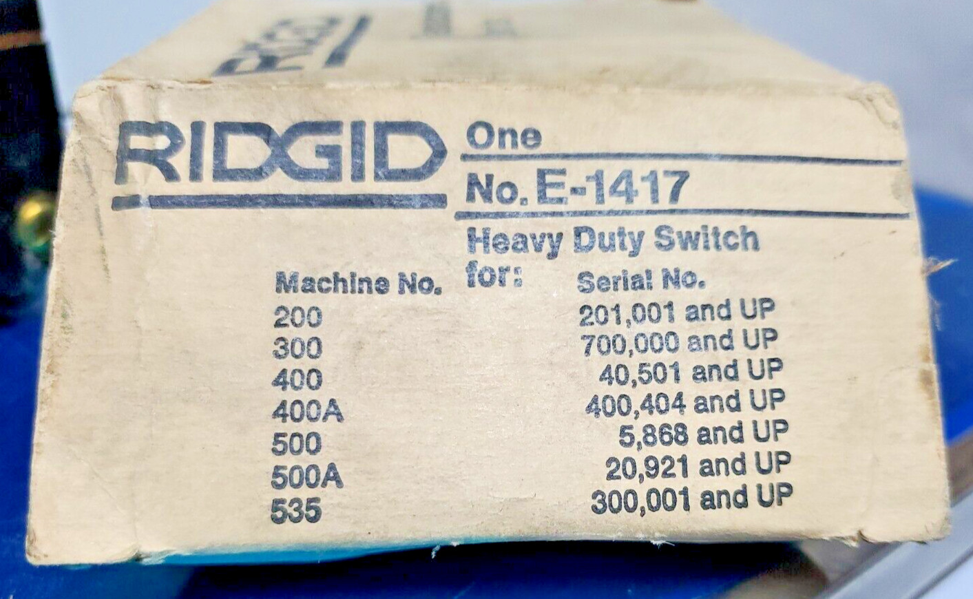 NOS Ridgid 44505 E-1417 Replacement Forward/Reverse Switch 300 Power Drive nos
