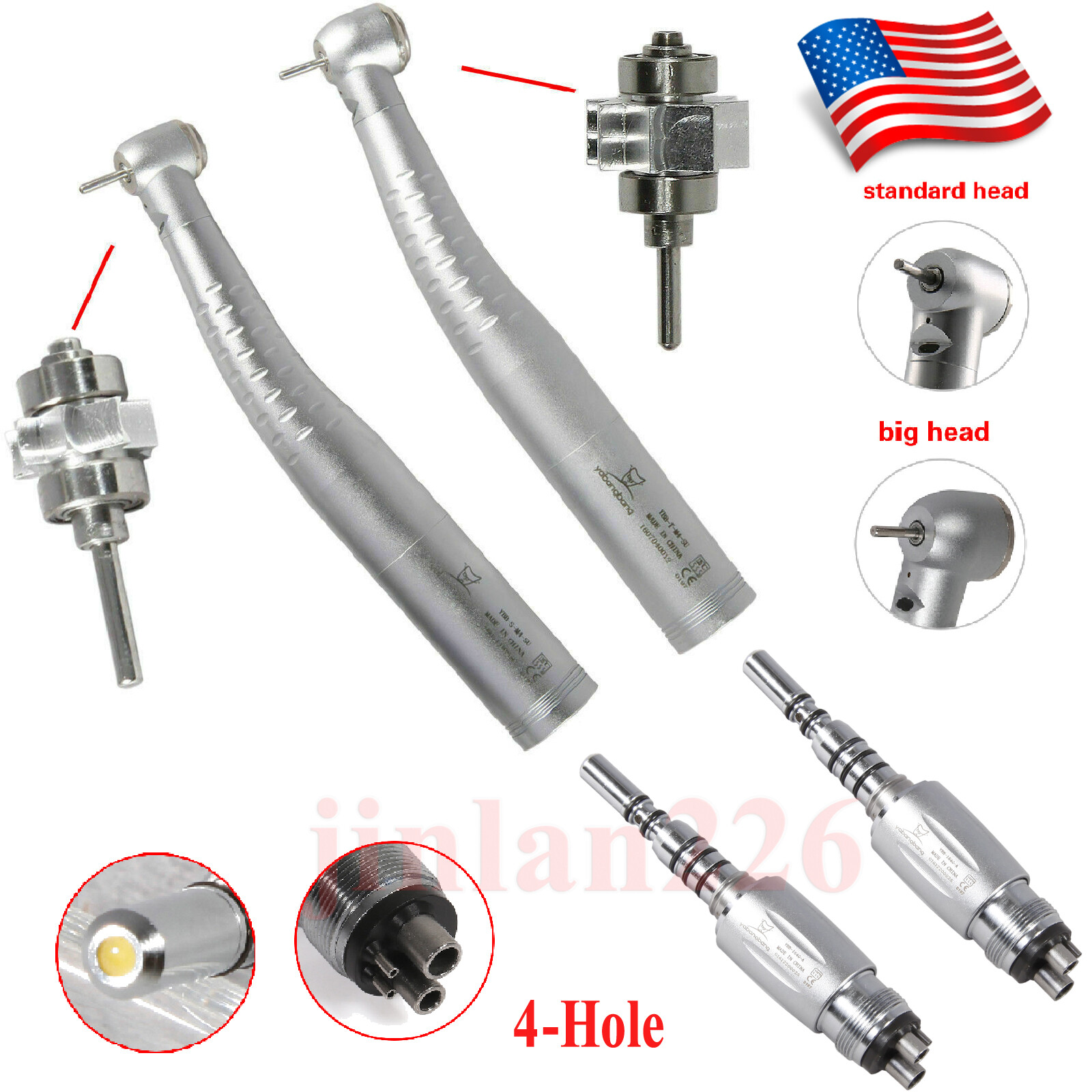 KAVO Style Dental Fiber Optic LED High Speed Handpiece / Quick Coupler 4/6 Holes