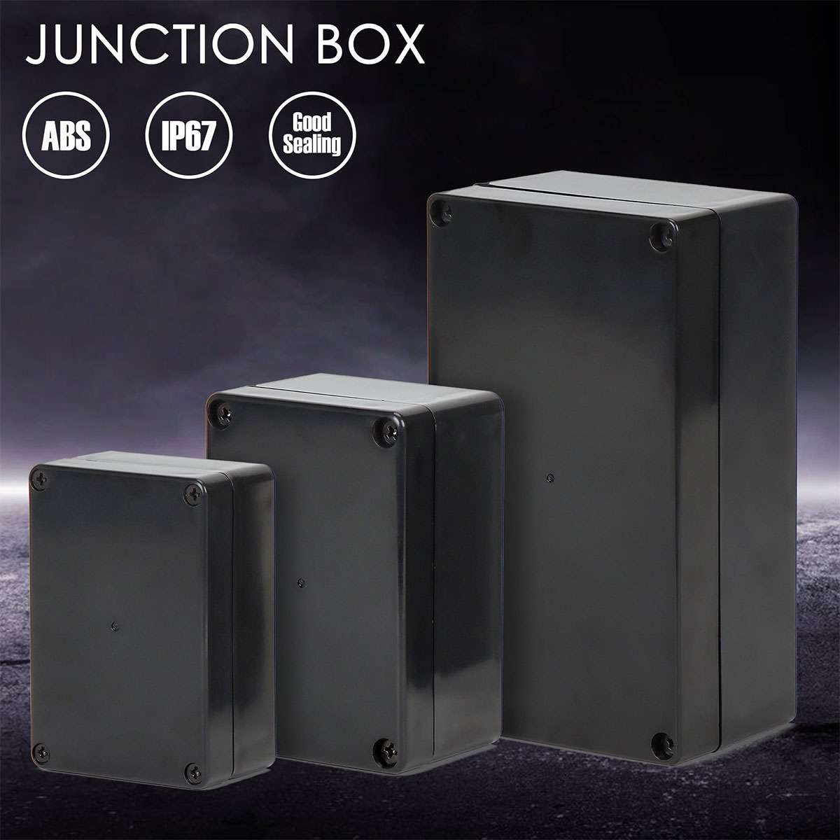Waterproof Black Plastic Project Enclosure DIY Electrical Junction Box Dustproof