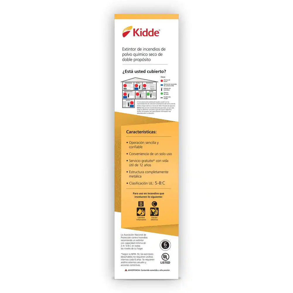 KIDDE DRY CHEMICAL FIRE EXTINGUISHER Home Car Auto Garage Kitchen Safety 5-B:C