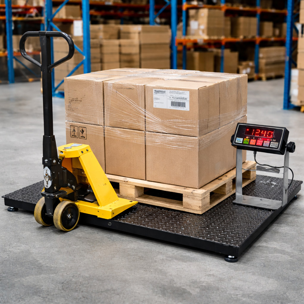 Heavy Duty 48″x48″ Floor Scale 2500 x 0.5 lb NTEP Approved with Indicator
