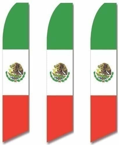3 (three) Pack Tall Swooper Flags BANDERA DE MEXICO (Flag of Mexico)