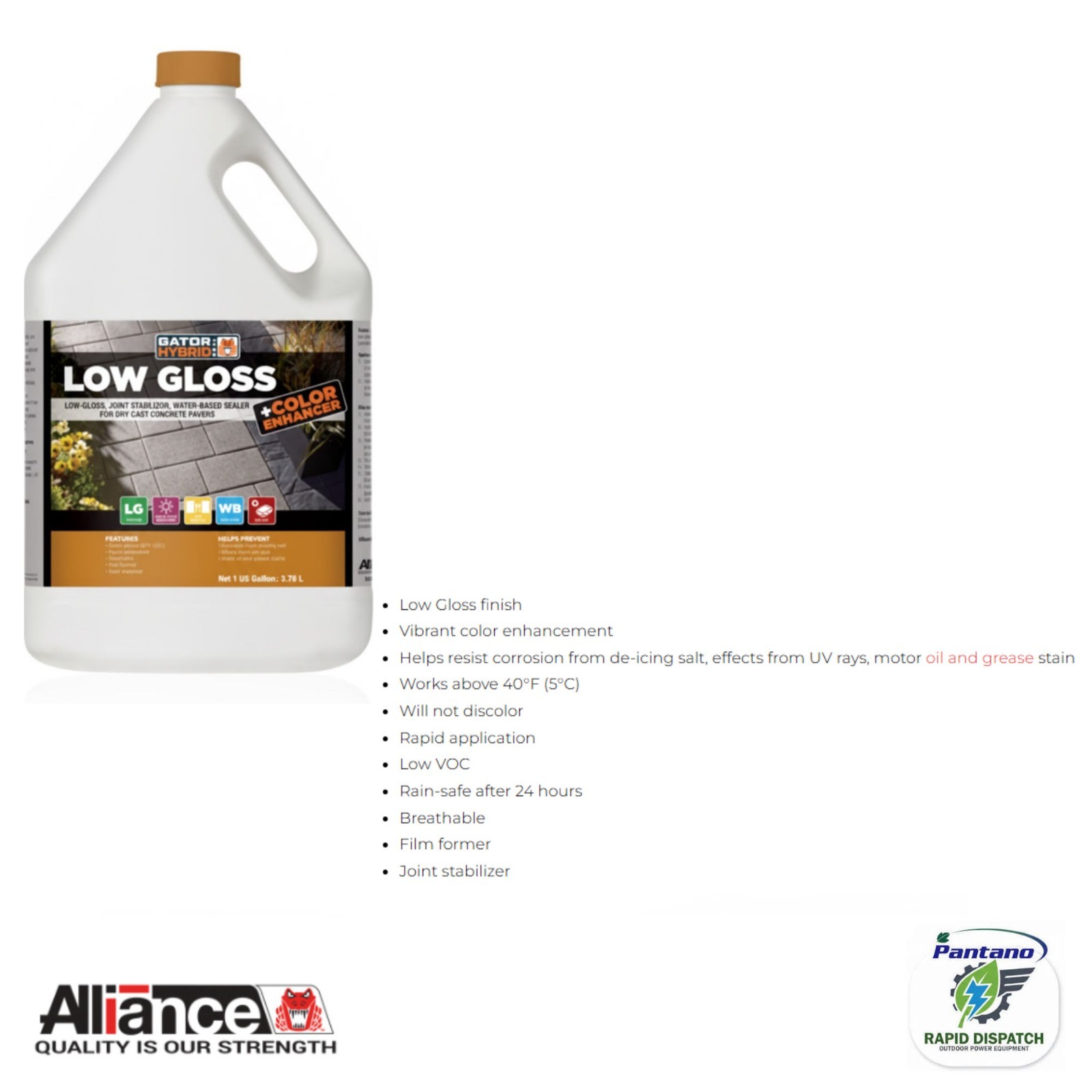 Gator Hybrid Seal Low Gloss Color Enhancer 1 Gal | Water Based Paver Sealer