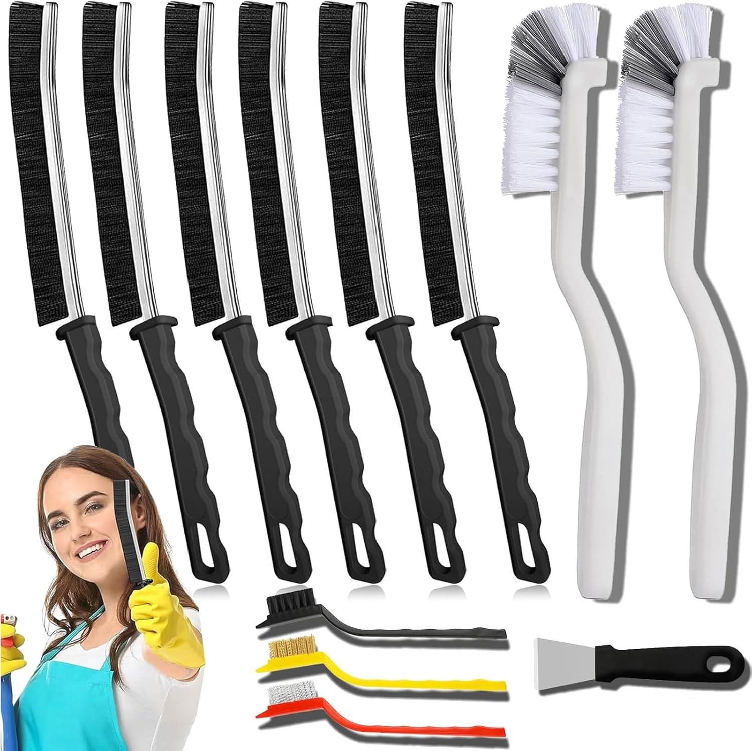 12 Pack Crevice Cleaning Brush Set Hard Bristle Gap Cleaning Tool