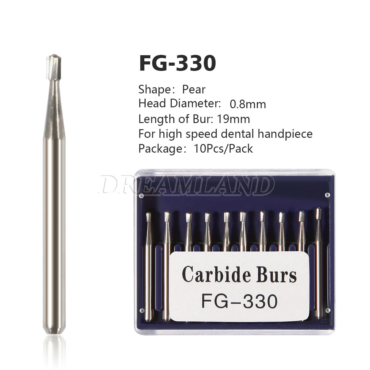 Dental Carbide Burs FG330 Pear 10/pk