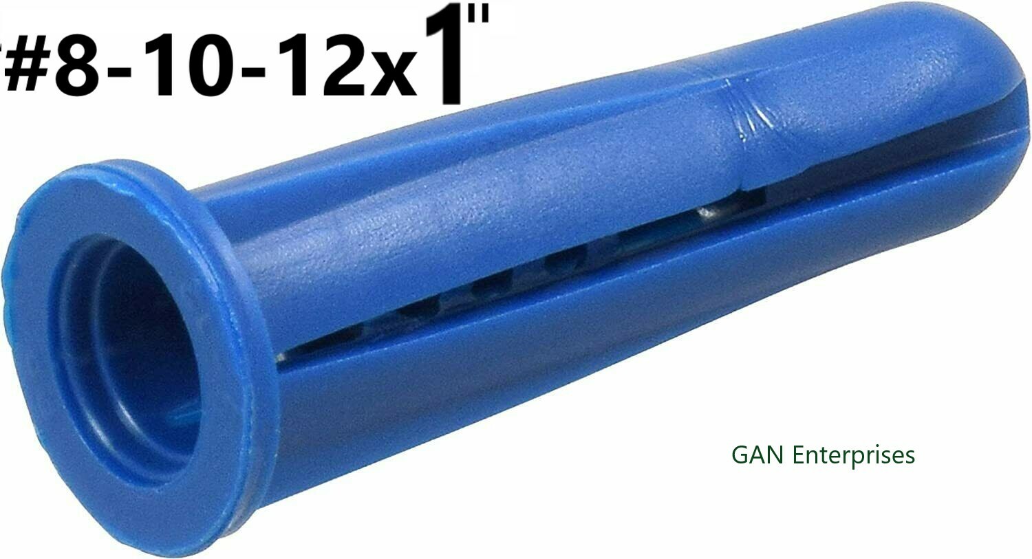 Conical Plastic Anchors 1/4″ #10-#12 x 1″ Blue, Red, White or Clear, Made in USA