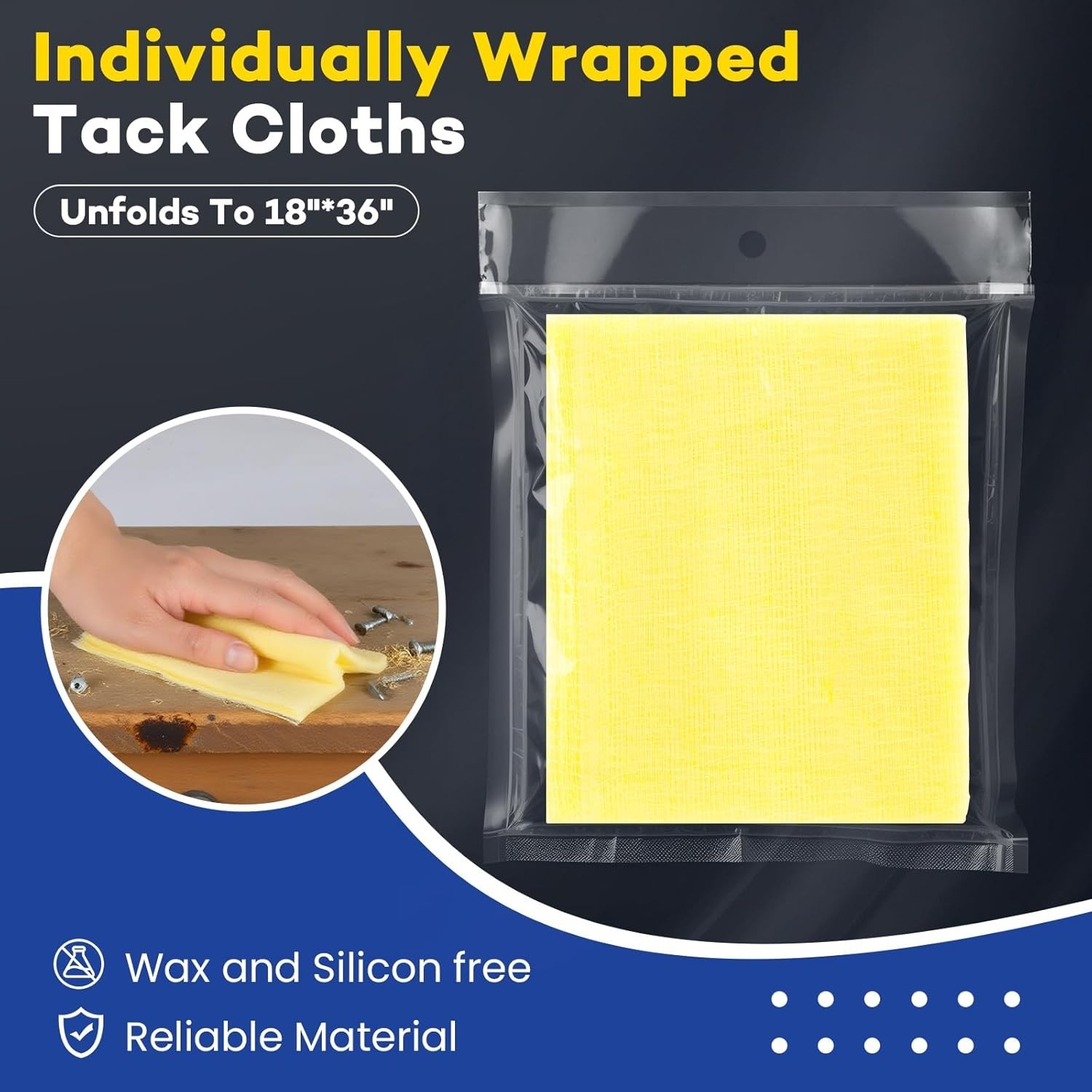 Tack Cloth 6 Pack Paint Woodworking Sticky Tac Rag 18X36inch Clean Dust