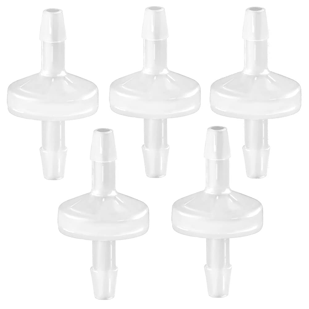 5 Packs Check Valve 1/8�(3MM) One-Way PVDF Plastic Hose Barb for Fuel Ga