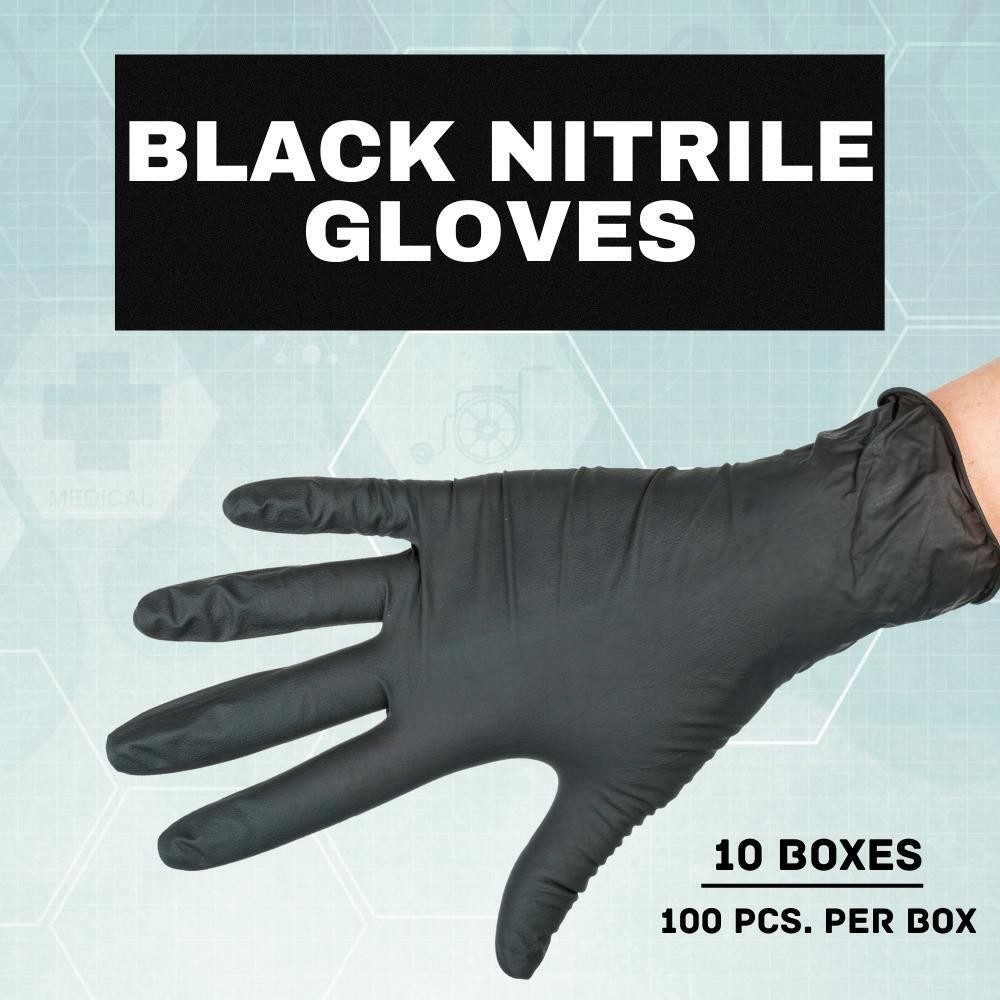[1000 Pack] Black Nitrile Gloves, Powder-Free, 6 Mil, Non-Vinyl Size – Large