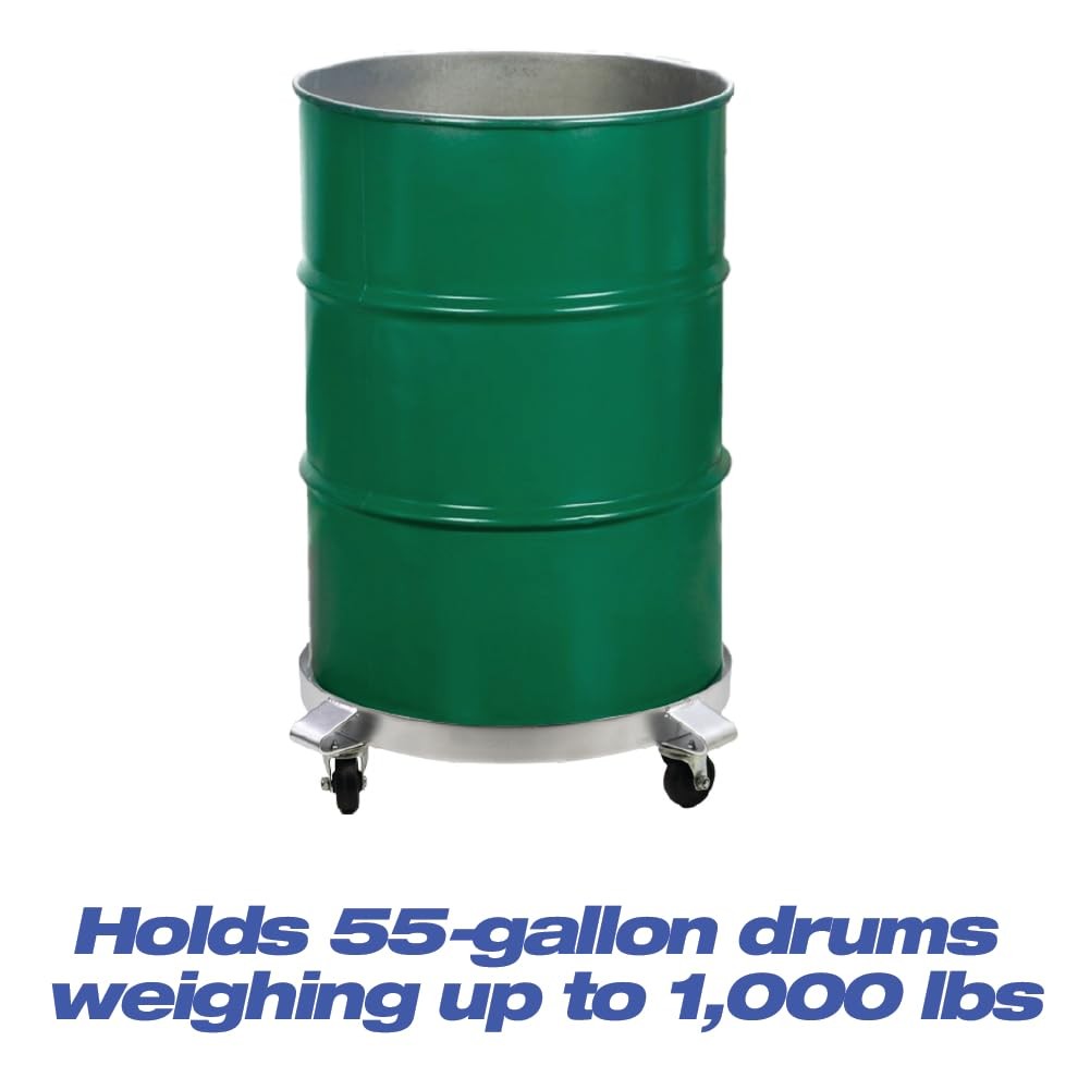 55-Gallon Drum and Garbage Can Dolly – Heavy-Duty Metal Dolly with Cross Braces