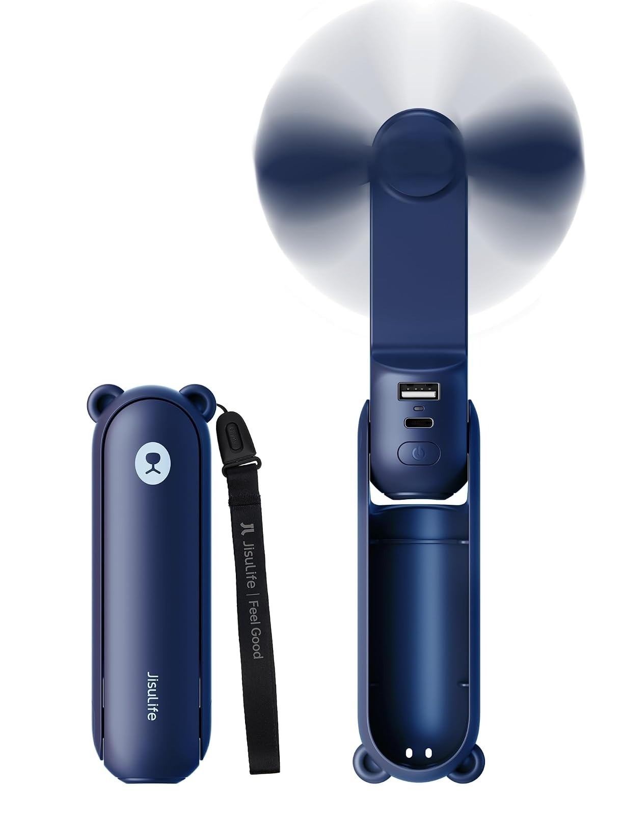 JISULIFE 3 IN 1 Portable Fan with Power Bank & Flashlight – USB Rechargeable