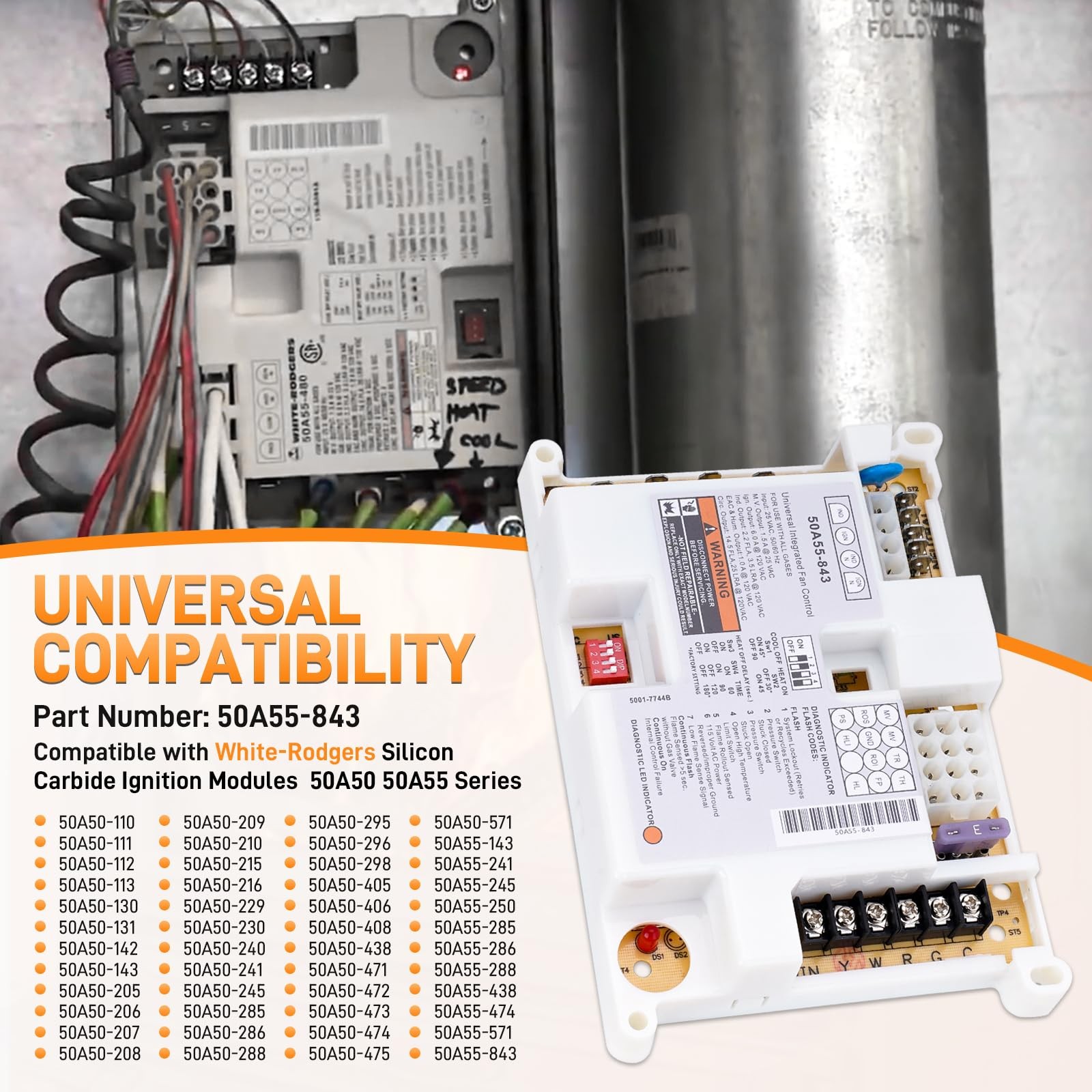50A55-843 Furnace Control Circuit Board Replacement for White Rodgers