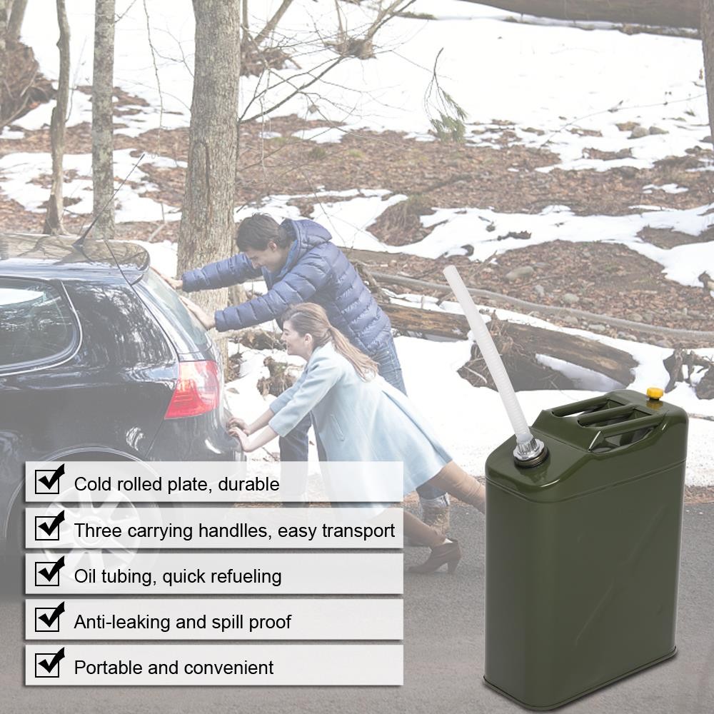 Army Green 20L 5 Gallon Gas Fuel Can Fuel Gasoline Steel Tank with Spout Metal