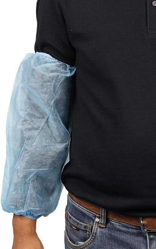 200 Pcs Disposable Protective Arm Sleeves Blue Non Woven Dust Proof Covers