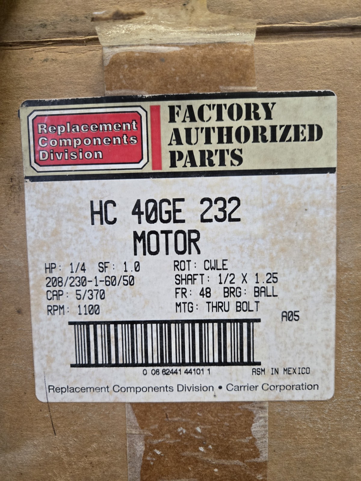 A/C Condenser Fan Motor 5KCP39EGS070S 1/4 hp, 1100 RPM, 208-230V GE
