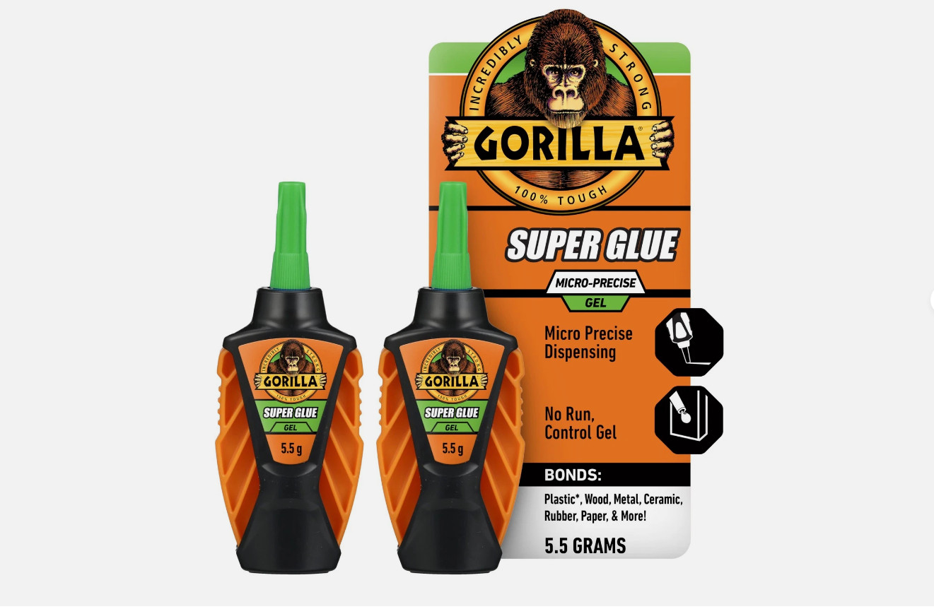 Gorilla Micro Precise Super Glue Gel, Cyanoacrylate Glue, Pack of 2, Clear