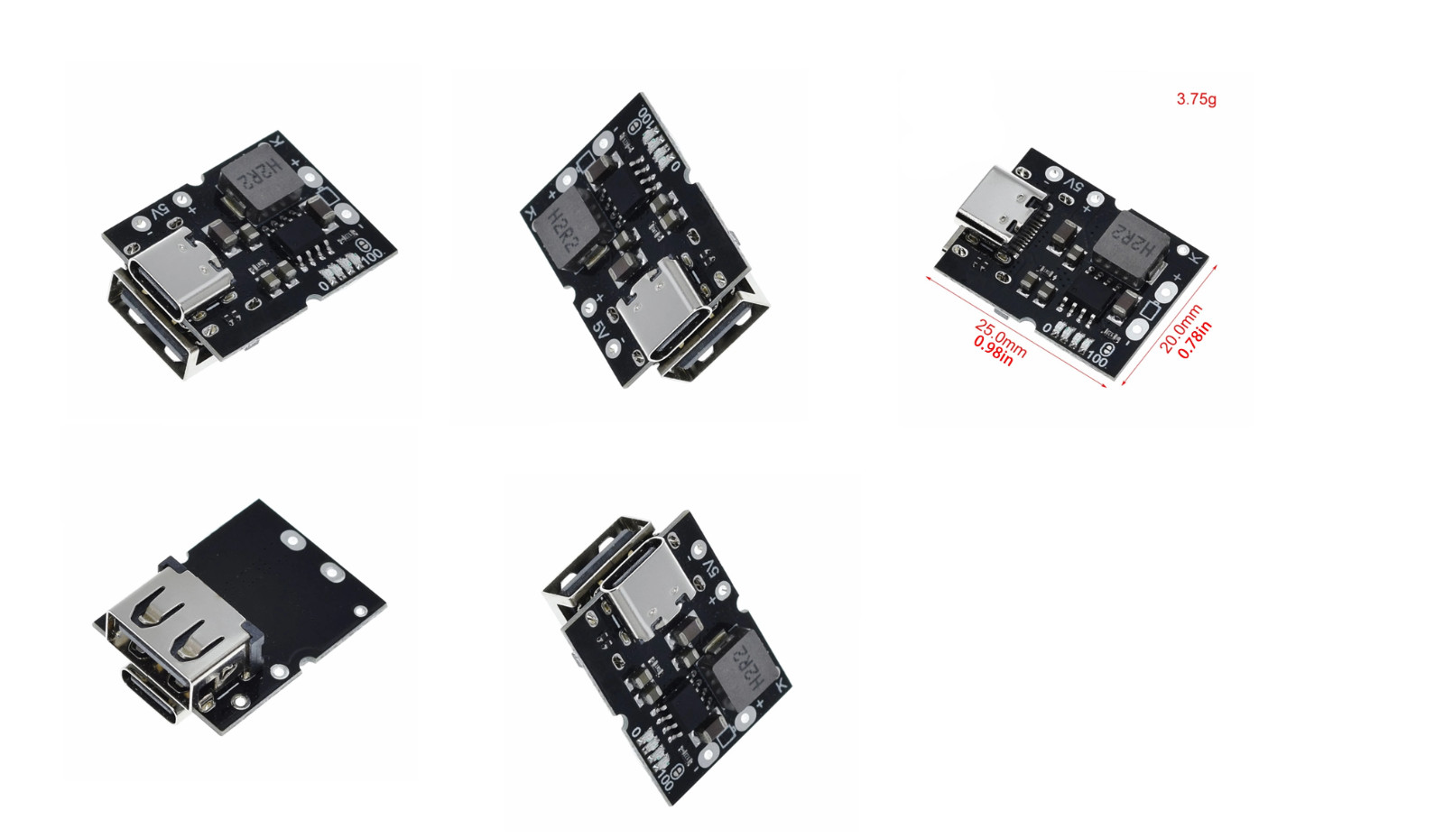 5pcs 5V 2A Charging Discharging Integrated Charging Module USB Type C 4.2V 4.35V