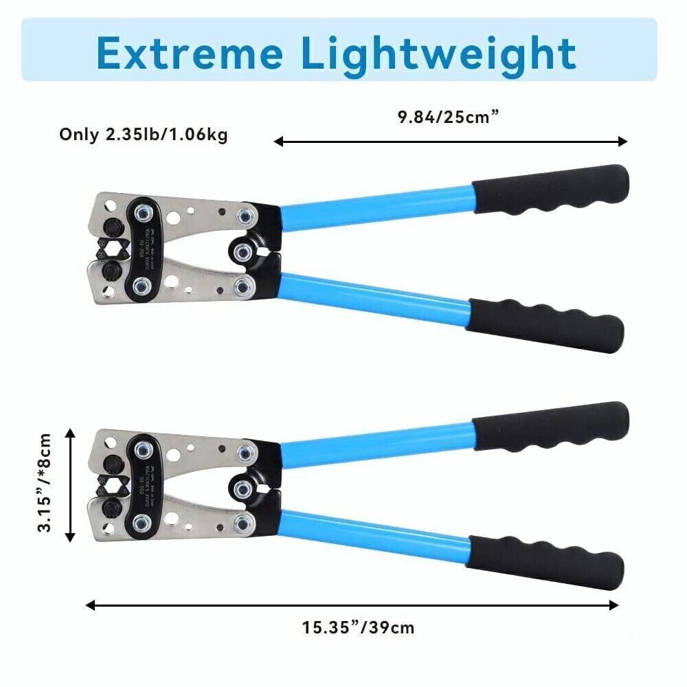 Battery Cable Lug Crimping Tool 10-1 AWG W 60PC Copper Ring Terminal Heavy Duty