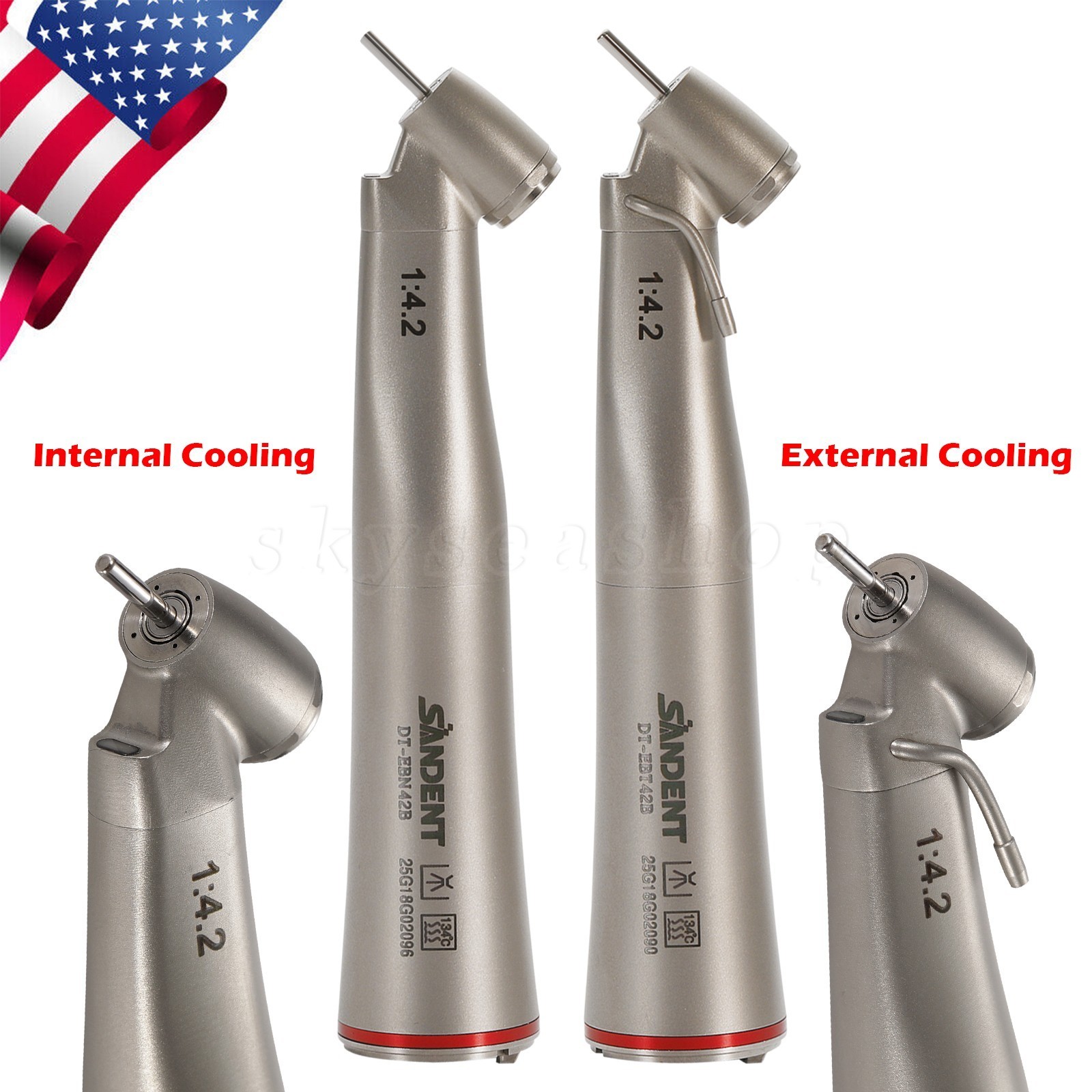 Dental 1:4.2 45° Fiber Optic Contra Angle Electric Surgical Handpiece For NSK US