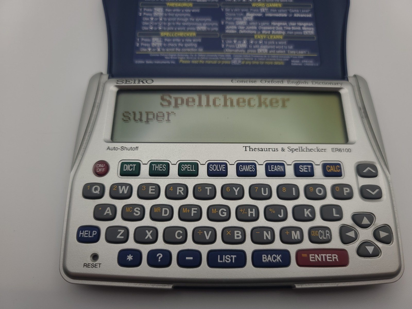 Seiko ER6100 Oxford English Dictionary Thesaurus Spellchecker Solver – USED