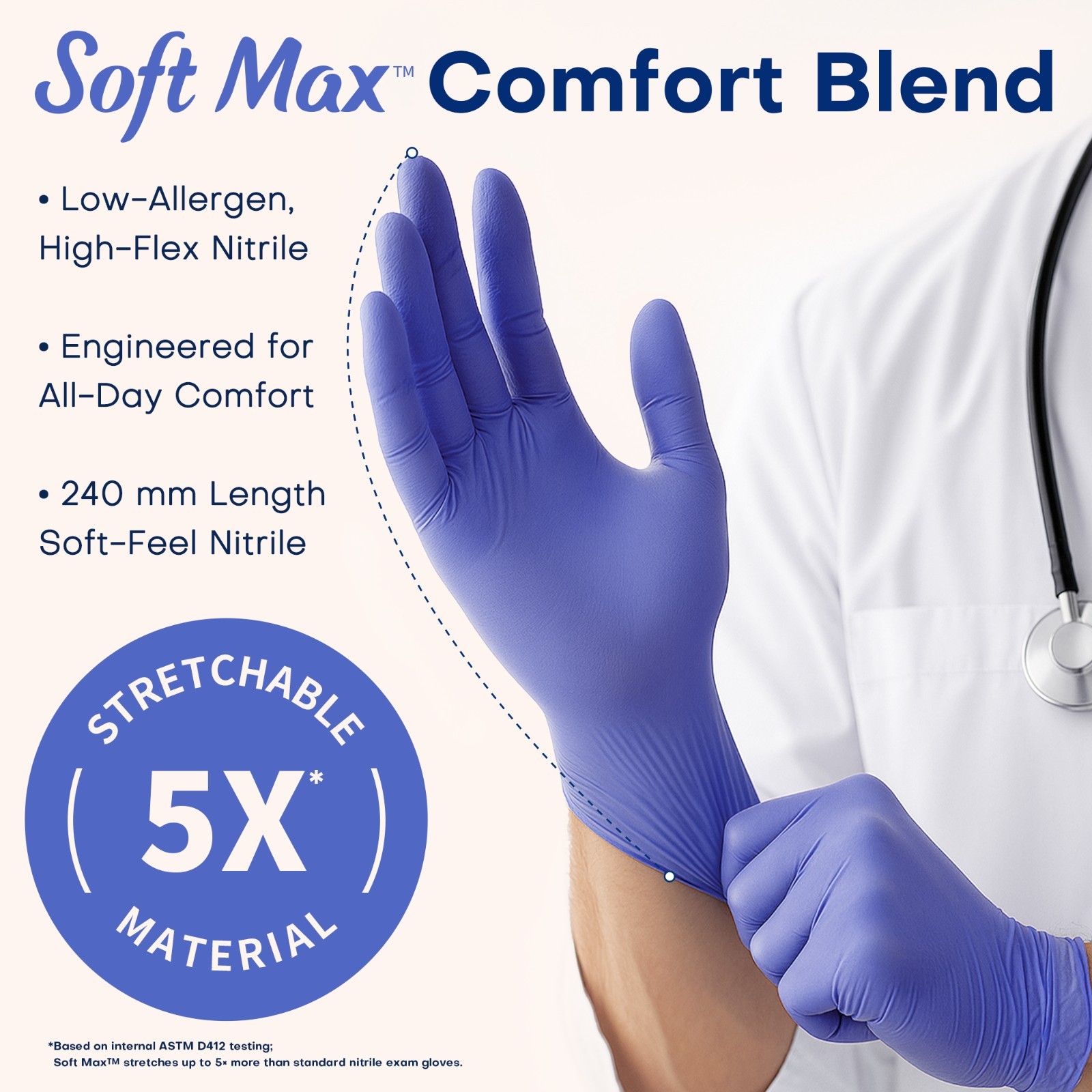 Medical Nitrile Exam Gloves, Blue Iris, Powder-Free Food-Safe Disposable Glove