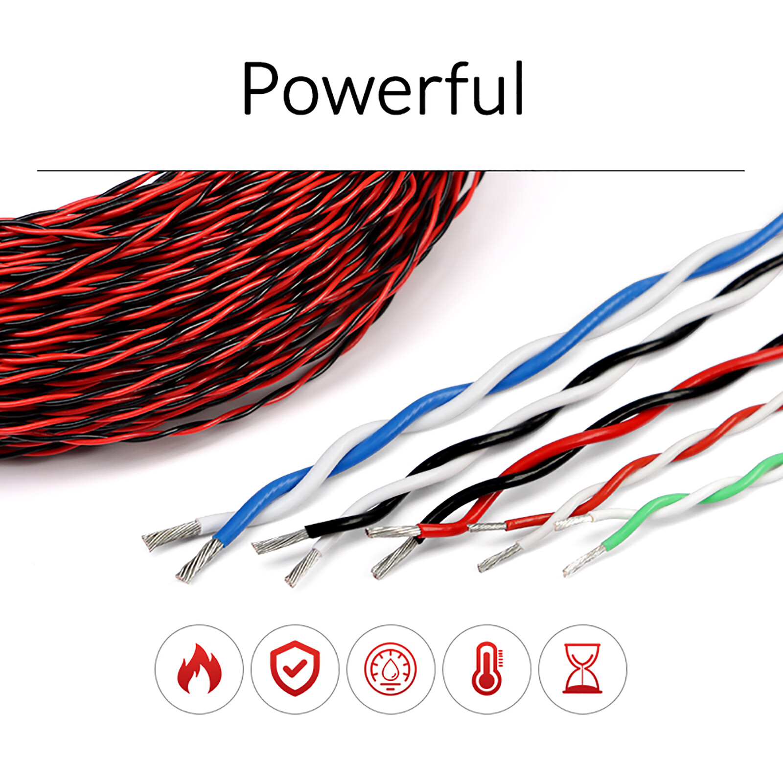 0.12-2.5mm² Wire Twisted Pairs 1-100 Metres Long PTFE hi-temp wire twisted pair