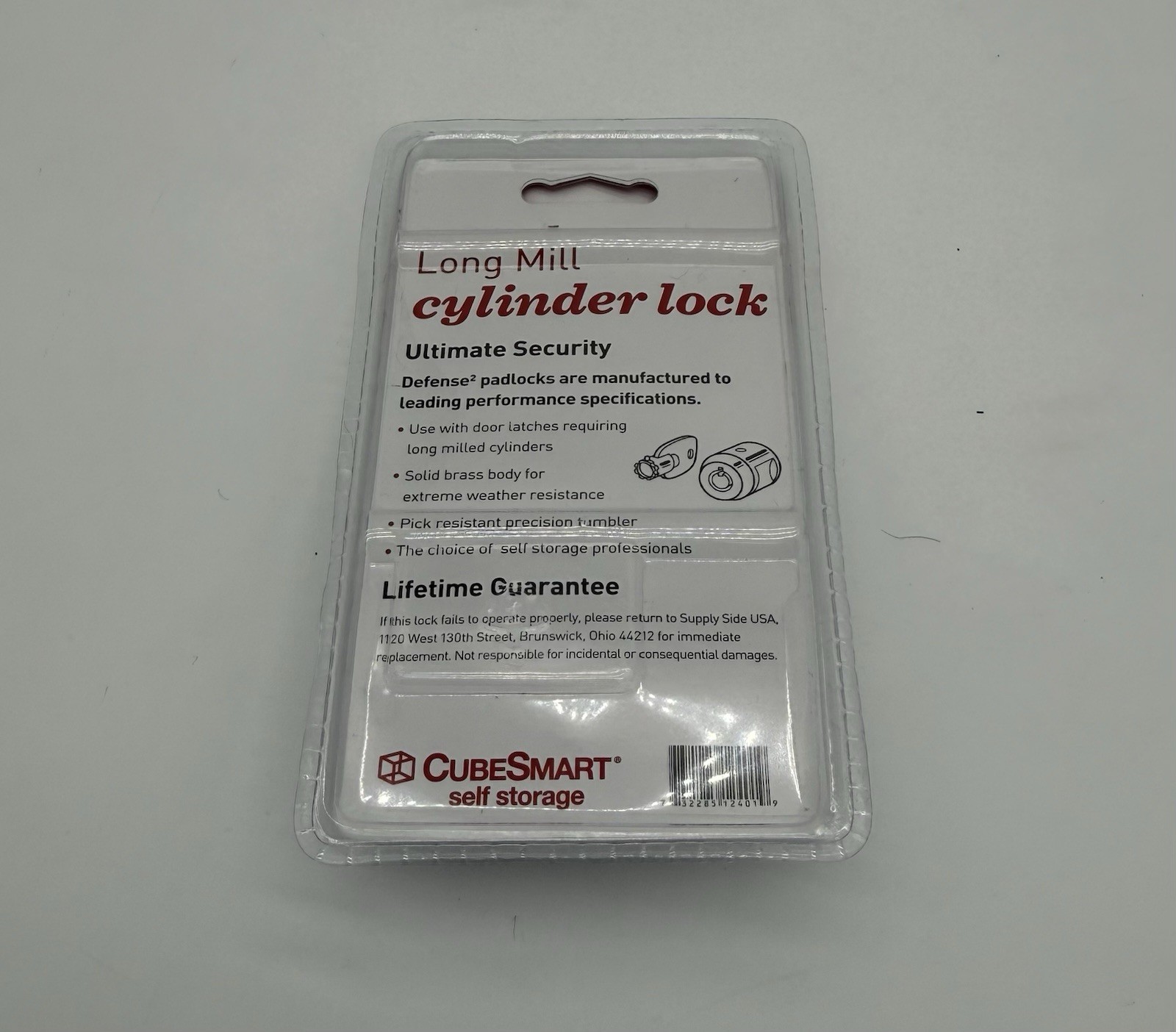 Cube Smart Long Mill Cylinder Lock For Self Storage CS-2401 Comes With 3 Keys