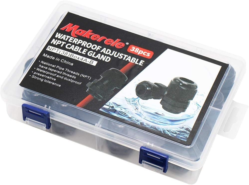 Versatile Nylon Cable Glands Kit 38pcs Waterproof for Indoor and Outdoor Use
