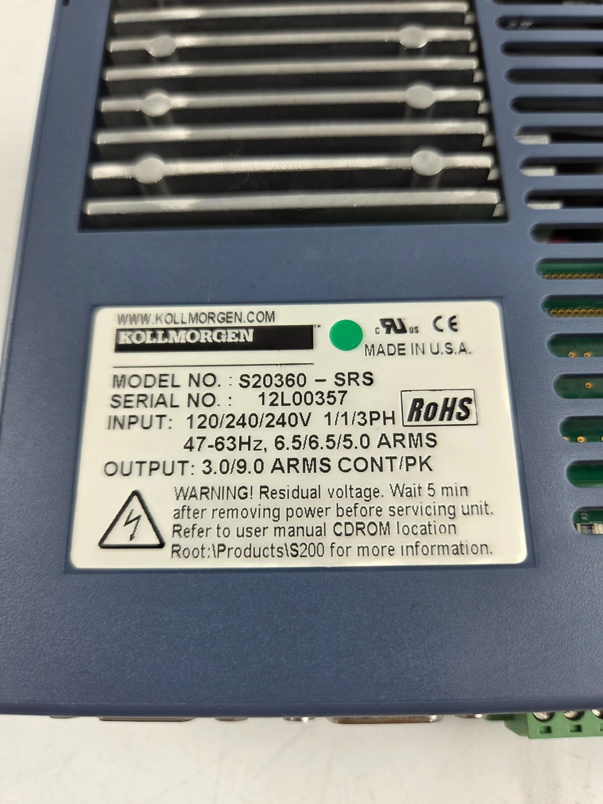 KOLLMORGEN S20360-SRS EXPEDITED SHIPPING BY FEDEX