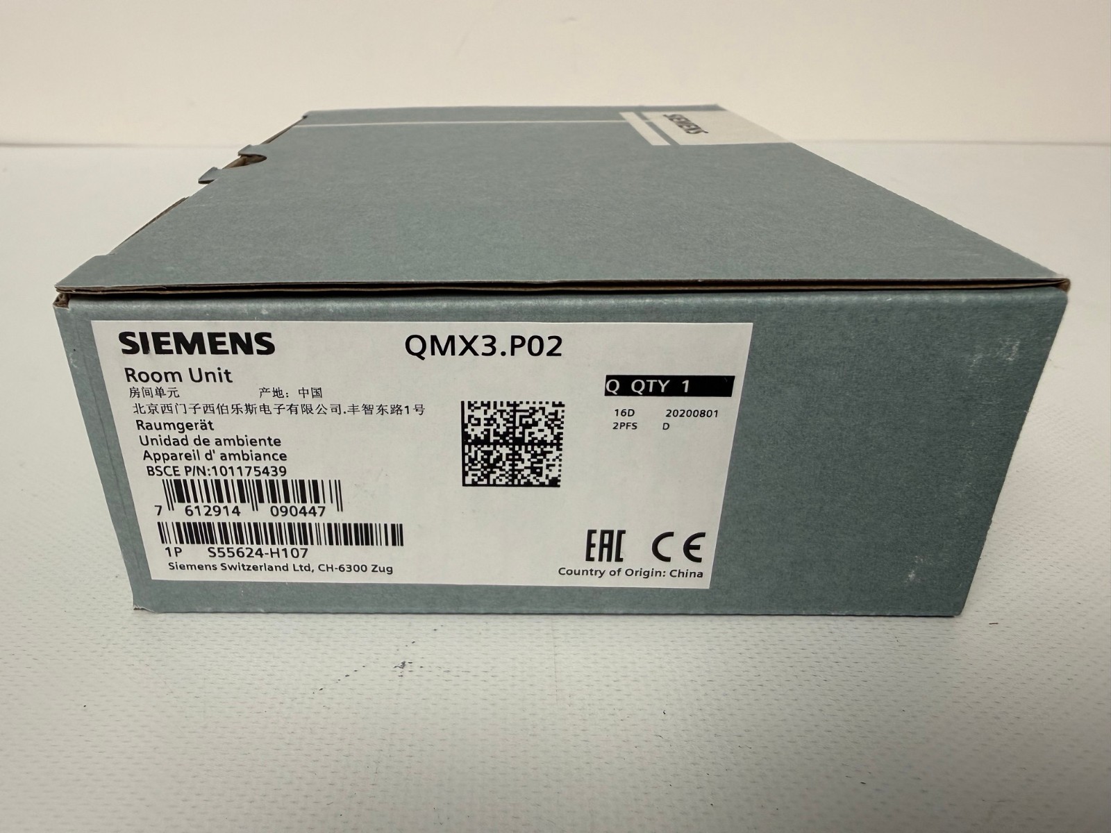 SIEMENS S55624-H107 QMX3.P02 ROOM UNIT TEMPERATURE SENSOR TOUCHKEY LED NEW