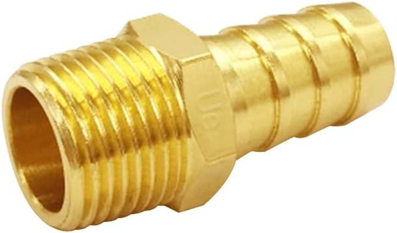 6PCS Brass Hose Barb Fittings 3/8″ NPT Male to 1/2″ Barb Adapter Connector Inclu