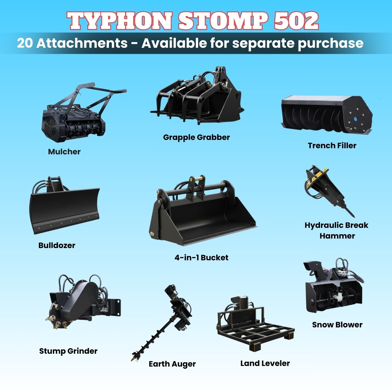 TYPHON STOMP 502 Compact Tracked Skid Steer Loader 22.1HP Honda Gasoline engine