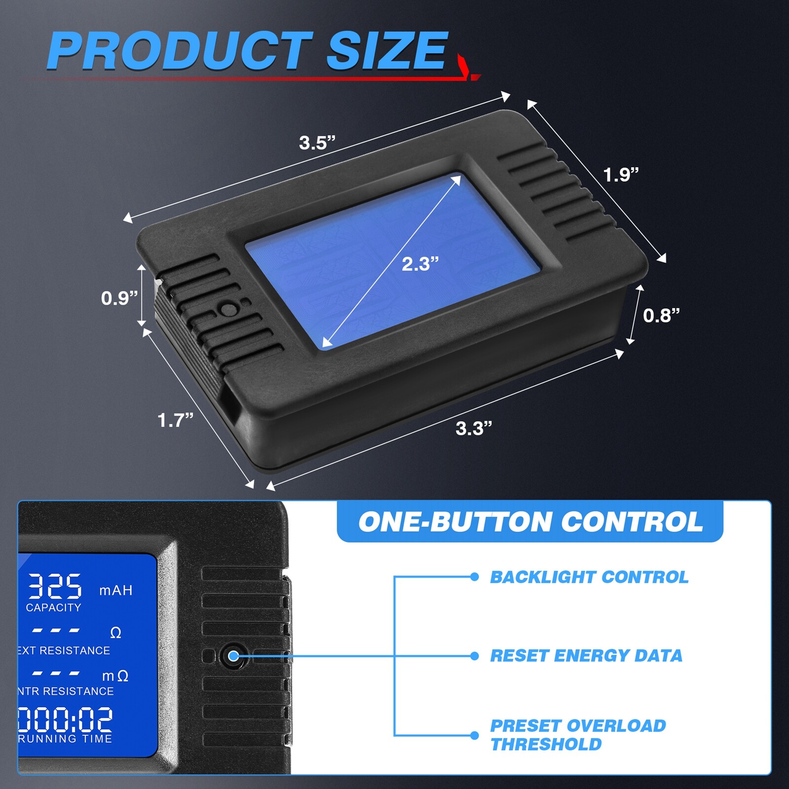 100A Shunt LCD Display DC Battery Monitor 0-200V Volt Amp Meter For Car RV Solar
