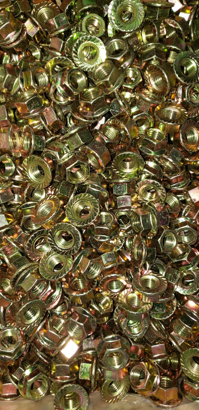 M8-1.25 Metric Class 8 Hex Serrated Flange Nut Yellow Zinc