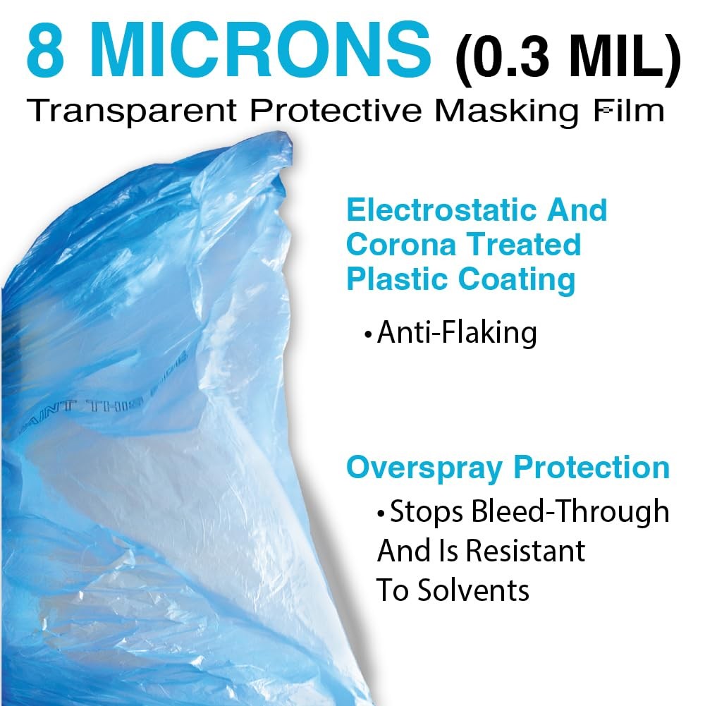 LAUCO MAXIFILM 20ft x 250 ft Roll of Blue Overspray Paintable Plastic Sheeting