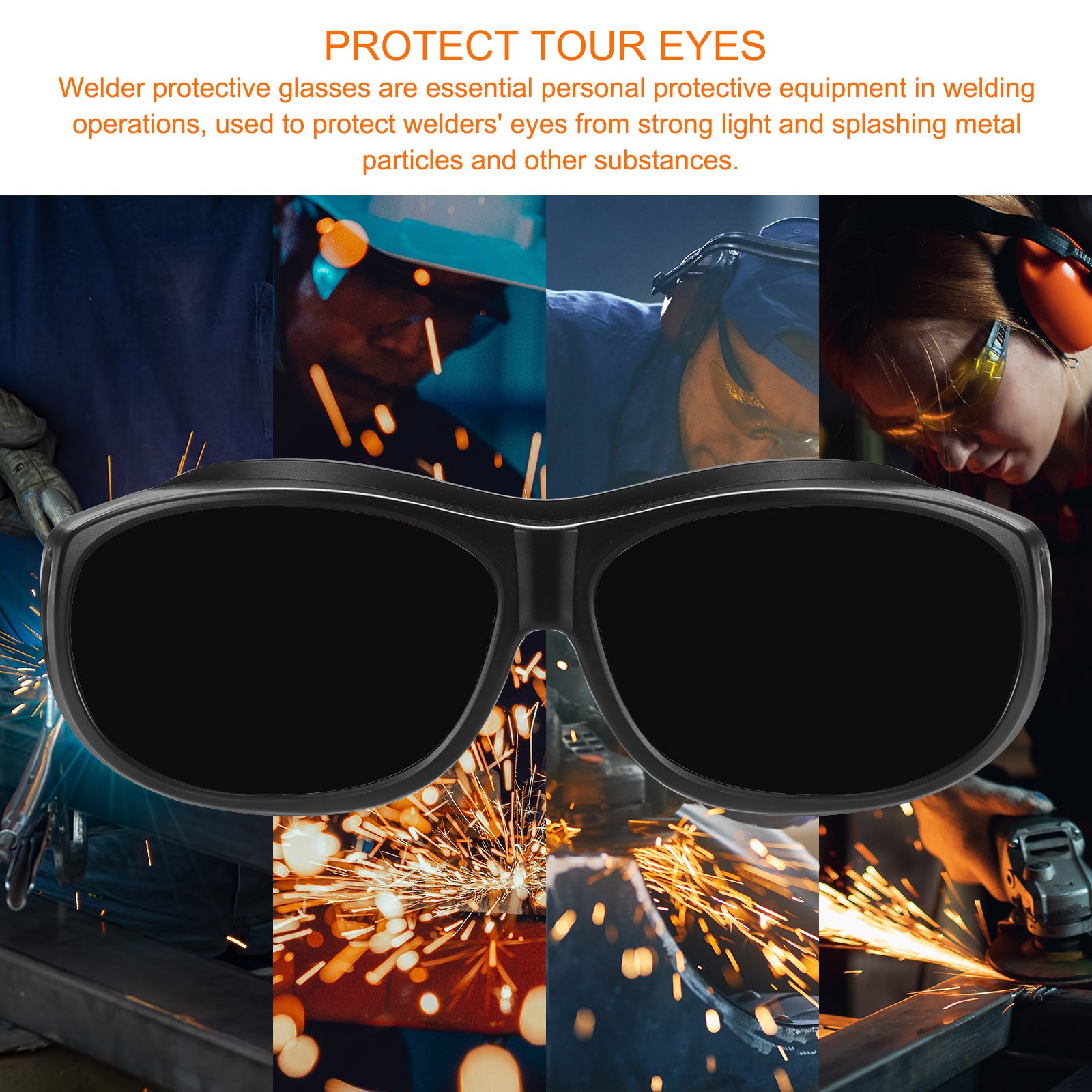 Welding Glasses IR Shade 10 CE Certified Protective Glasses Wrap Around Lens