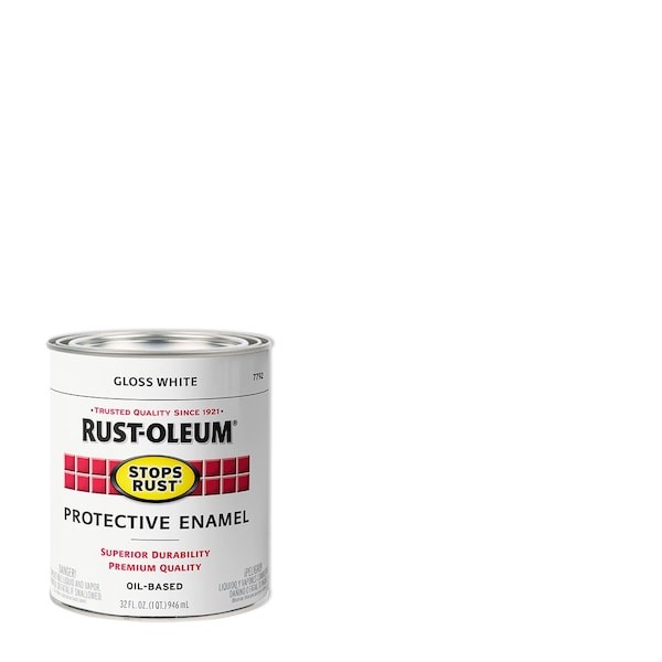 Rust-Oleum 7792502 Interior/Exterior Paint, Gloss, Oil Base, White, 1 Qt
