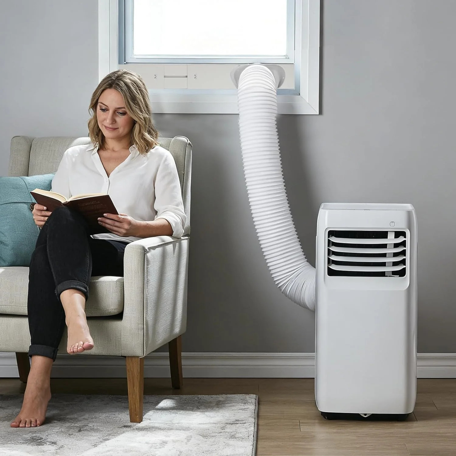 Portable Air Conditioner Window Vent Kit with 5.9″ Exhaust Hose Universal Portab