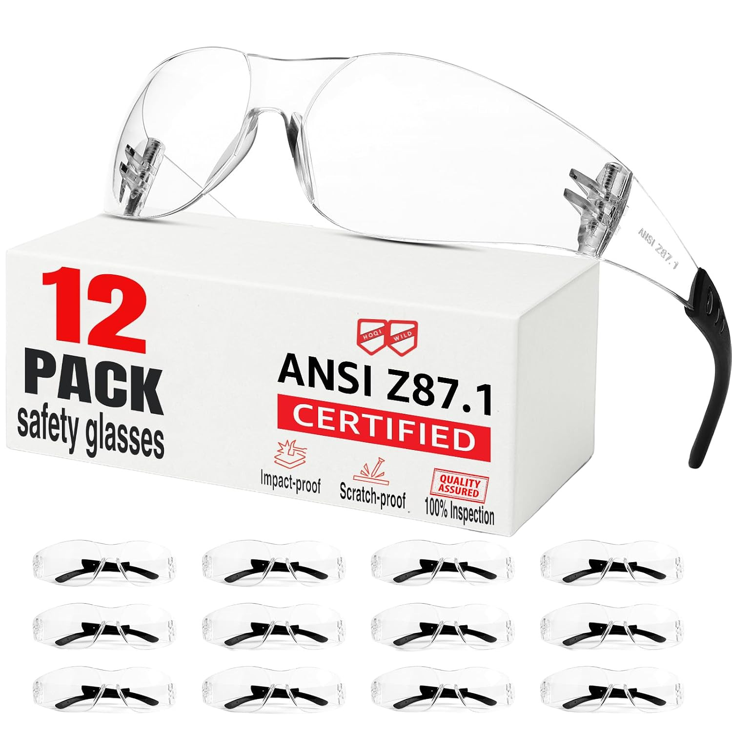 ANSI Z87.1 Clear Safety Glasses for Men and Women 36Pack, Scratch&Impact-Resista