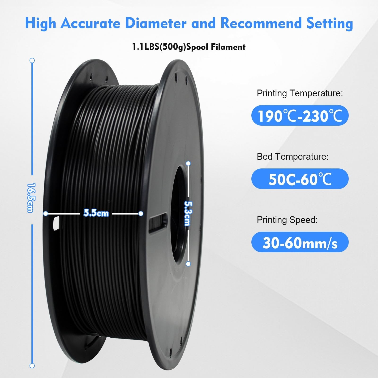 GEEETECH PLA Filament 1.75mm, 0.5kg/500g Spool (1.1 LBS), Dimensional Accurac…