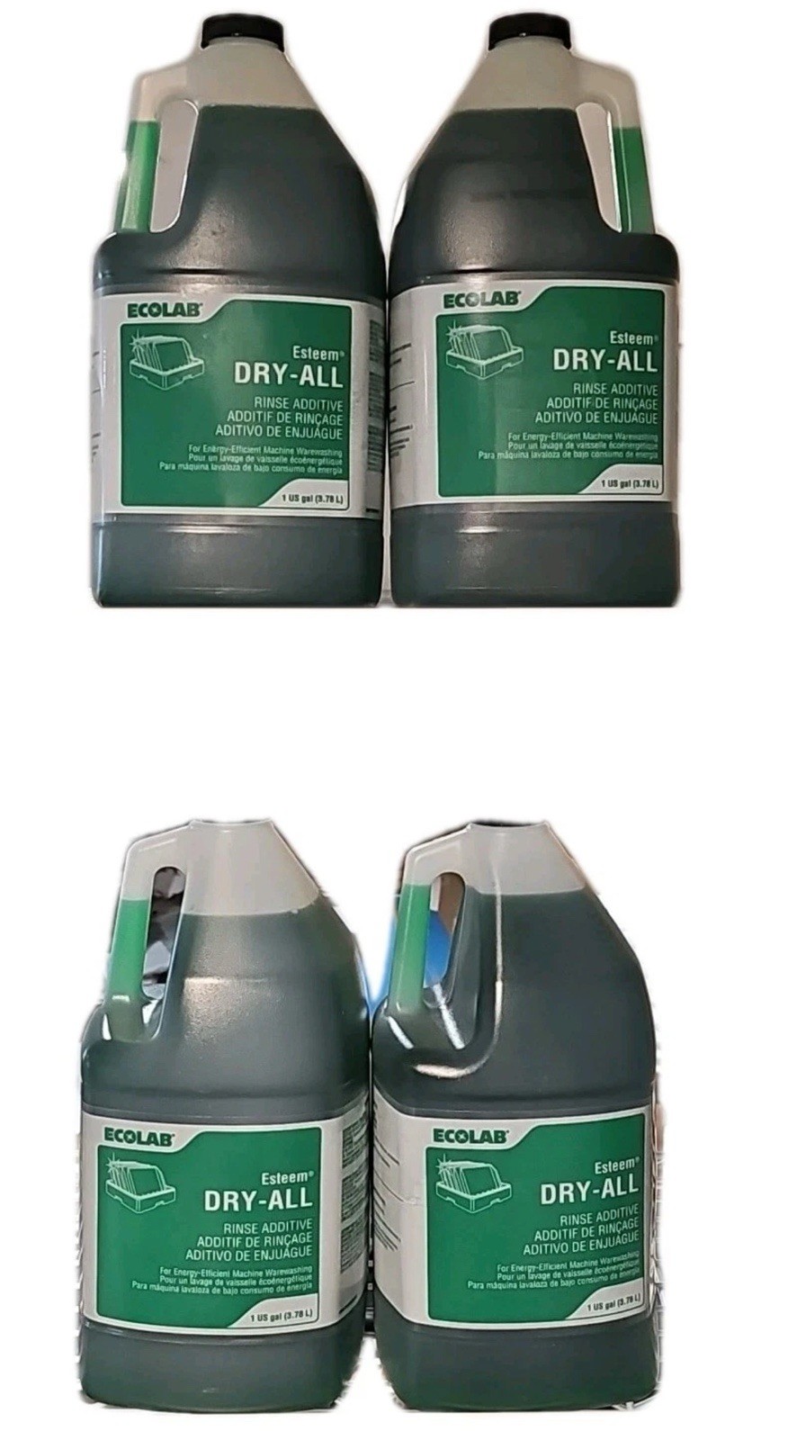 Lot/Case 4 ECOLAB Esteem Dry-All Rinse Additive 04131-087, X4 One Gallon Machine