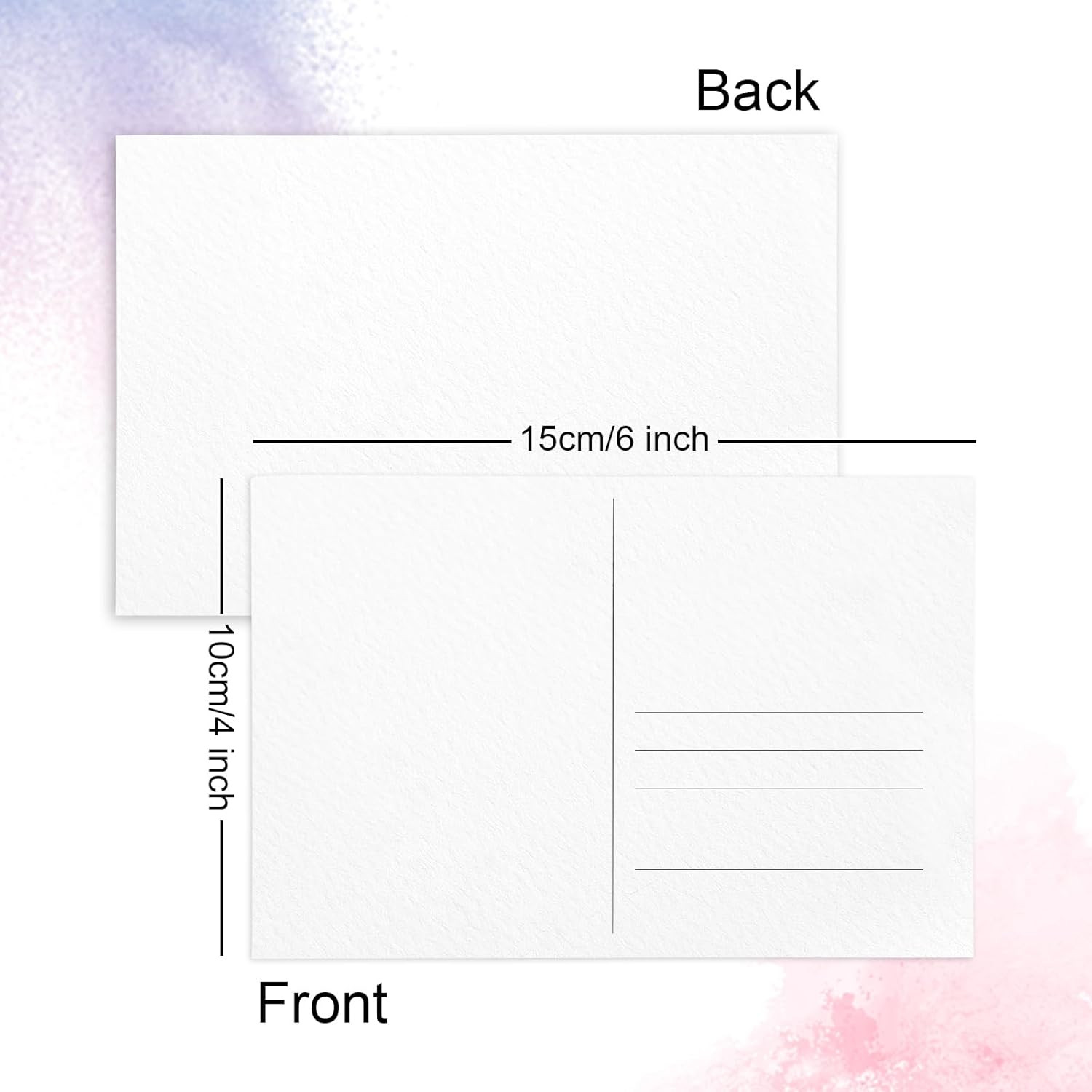 50 Pieces Watercolor Postcards, 100% Cotton 140Lb/300Gsm Blank Postcards | 4X6 I