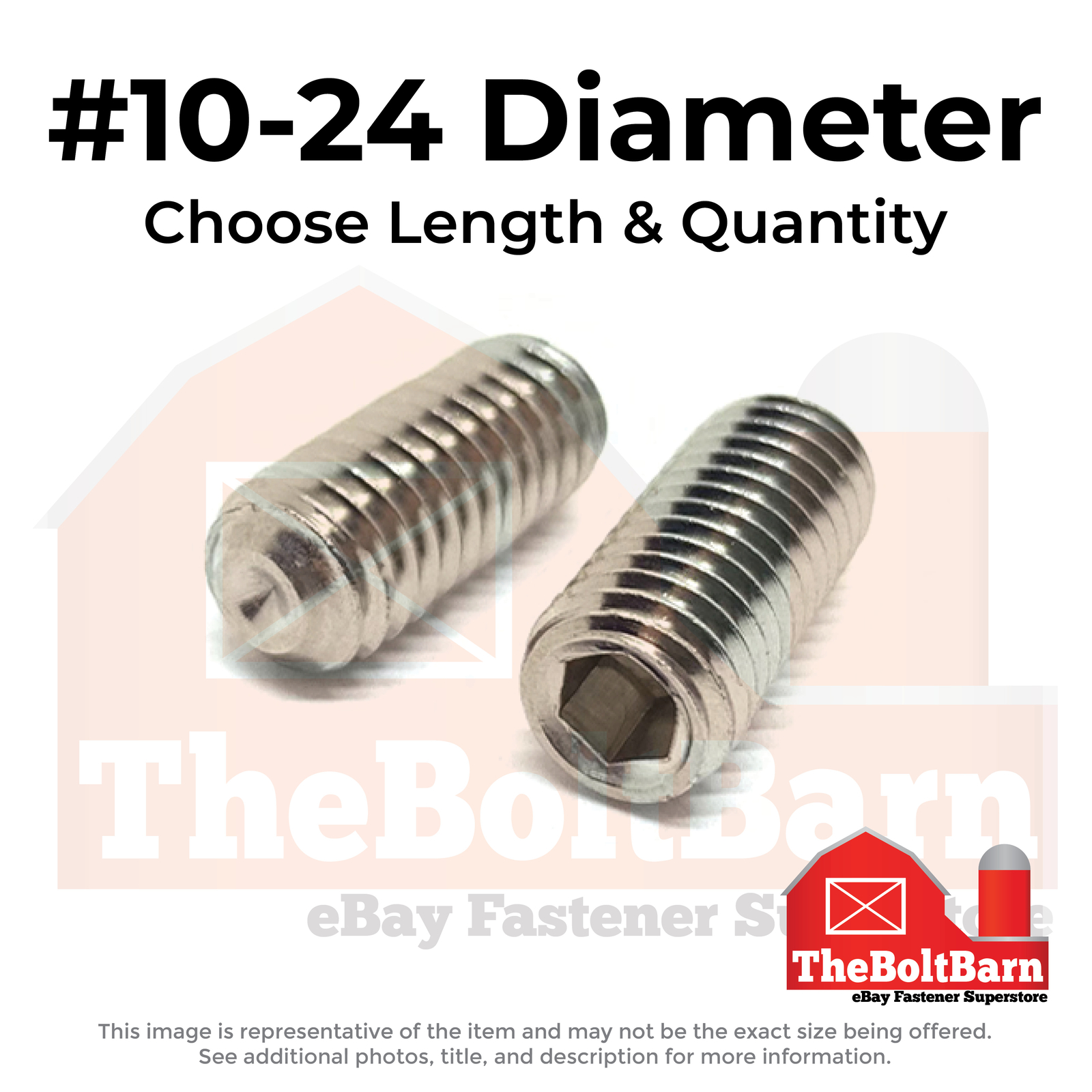 #10-24 Stainless Steel Cup Point Allen Socket Set Screw (Choose Length & Qty)