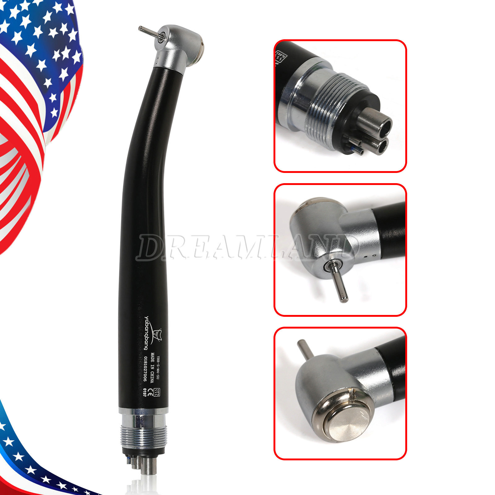 Yabangbang Dental Colorful High Speed Handpiece Push Button Air Turbine 4 Hole