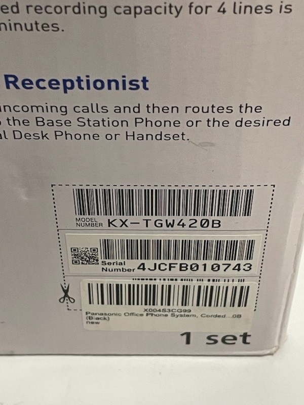 Panasonic Office Phone System Corded Base Station with 4 Lines KX-TGW420B Black