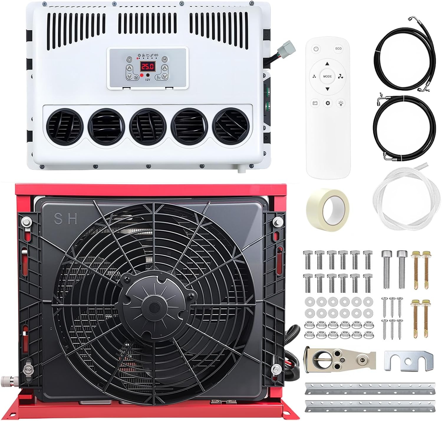 12V 11000 BTU Truck Air Conditioner Split AC Fits Semi Trucks Bus RV Caravan