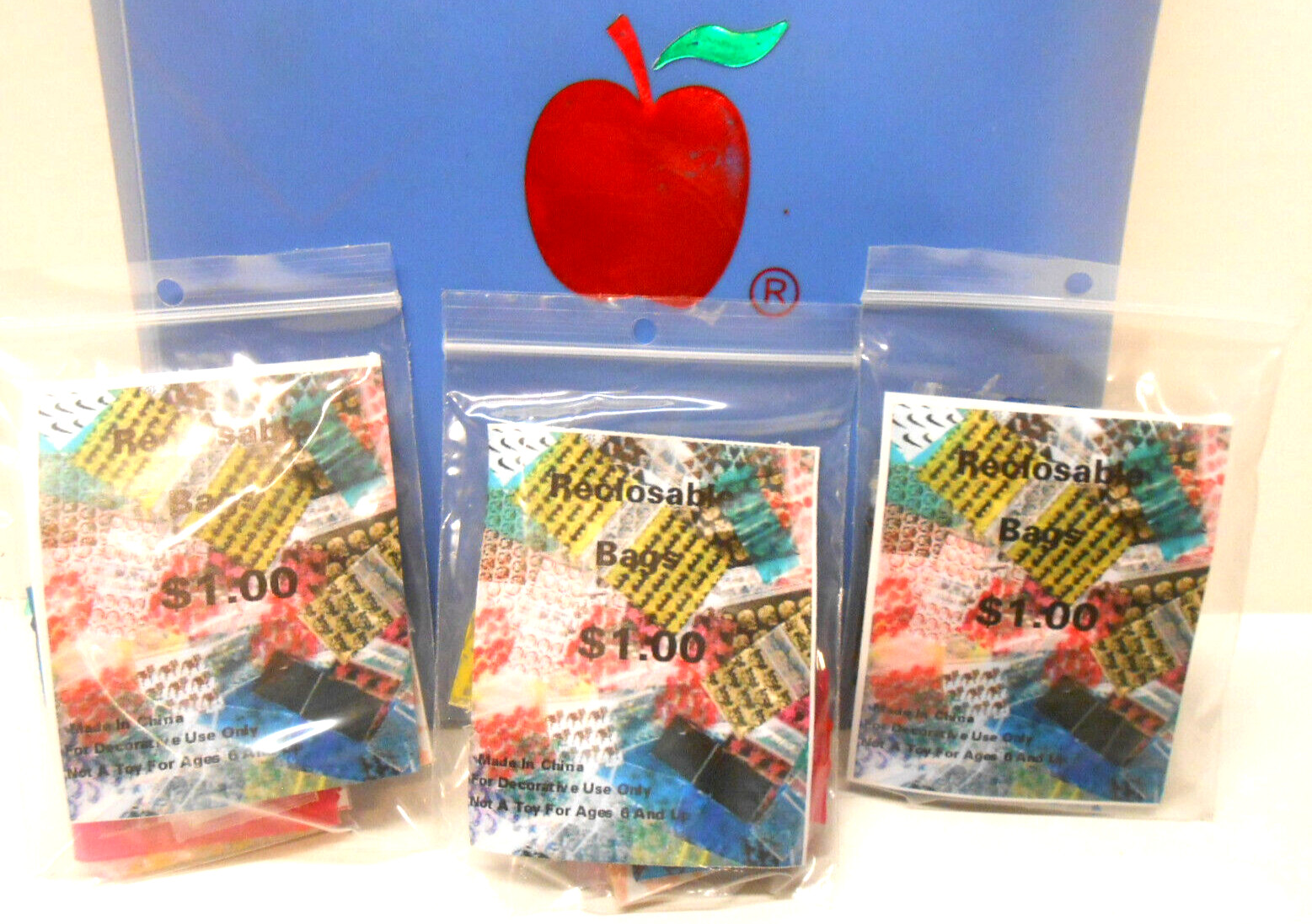 apple brand baggies (3) “CRAZY” SaMPLER zippitz bags insane assorted mix 120pcs